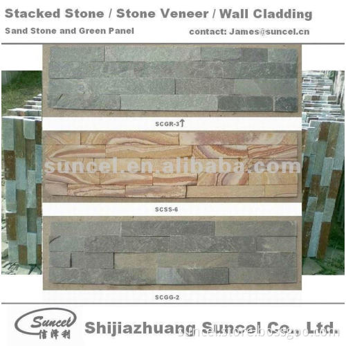Sandstone Stacked Stone and Green Stone Panel